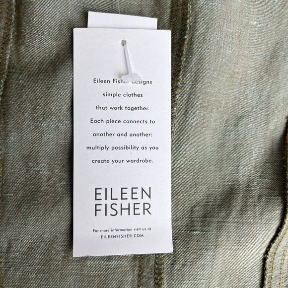 Eileen Fisher Crinkle Round Neck Jacket Lightweight Button Up Linen Blend L NWT - Picture 5 of 16
